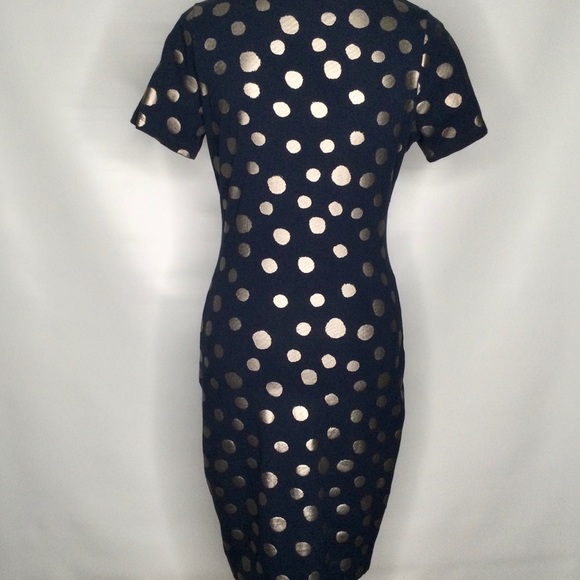 French Connection Navy and Gold Polka Dot Dress - Picture 7 of 11